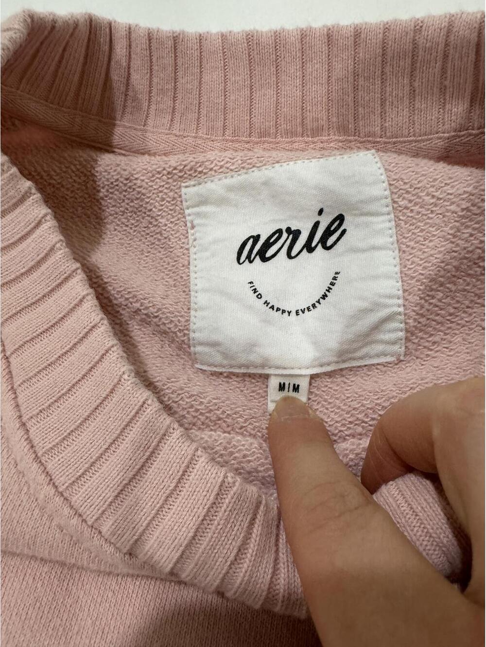 Aerie "Down to Earth" Oversized Crewneck Sweatshirt Baby Pink Medium Loungewear - Picture 6 of 9